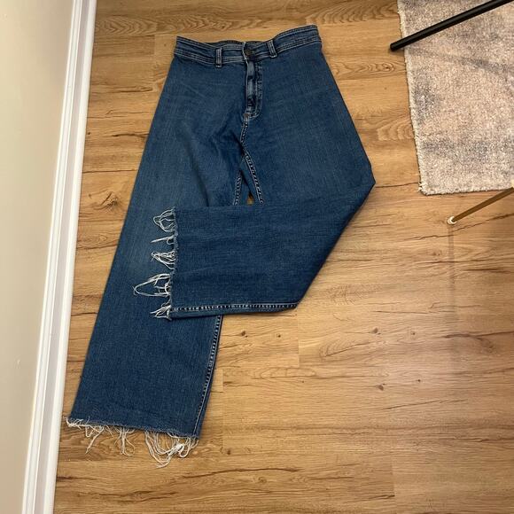 Zara Women's Denim High Waisted Ankle Size 12 Medium Wash EUC - Picture 5 of 8